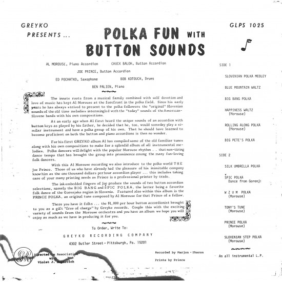 Al Morouse Orchestra -  With Joe Prince – Polka Fun With Button Sounds