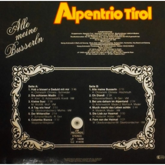Alpentrio Tirol ‎– Alle Meine Busserln