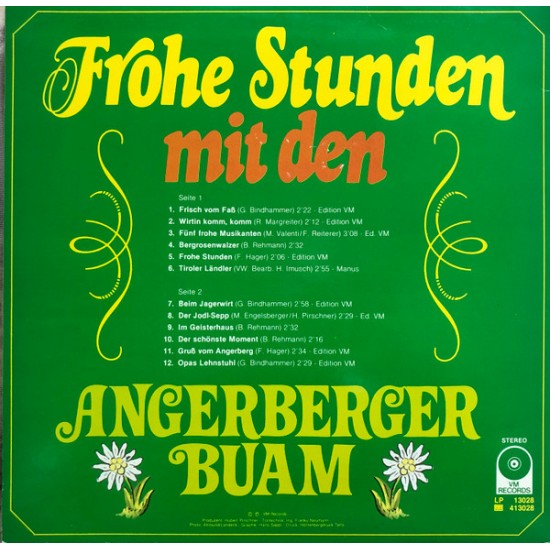 Angerberger Buam ‎– Frohe Stunden Mit Den Angerberger Buam