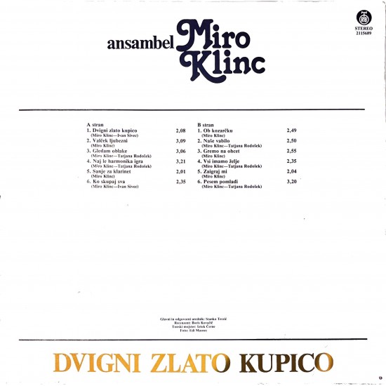 Ansambel Miro Klinc – Dvigni Zlato Kupico