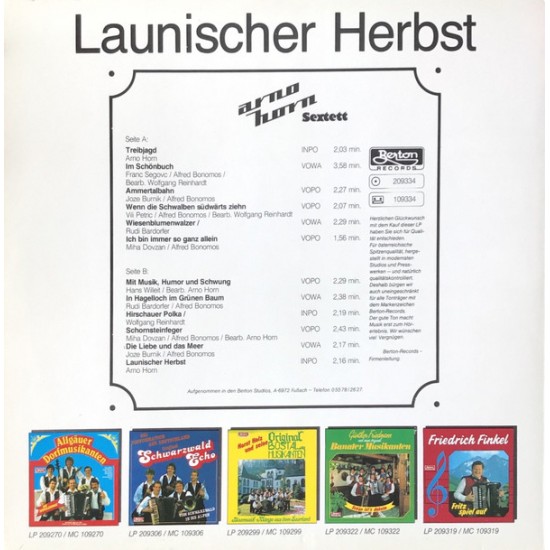 Arno Horn Sextett ‎– Launischer Herbst