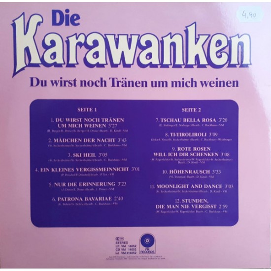 Die Karawanken ‎– Du Wirst Noch Tränen Um Mich Weinen