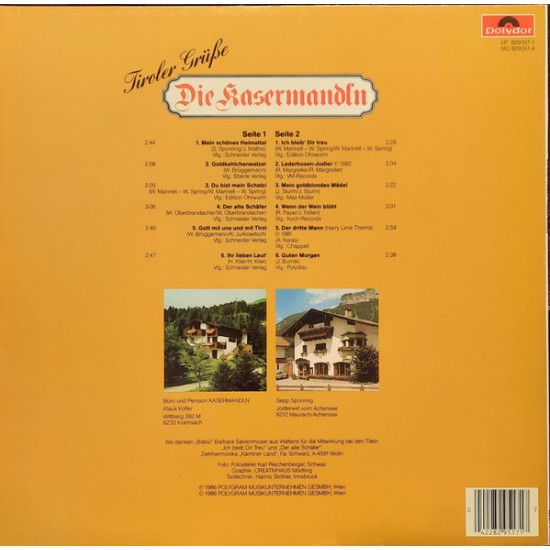 Die Kasermandln ‎– Tiroler Grüße