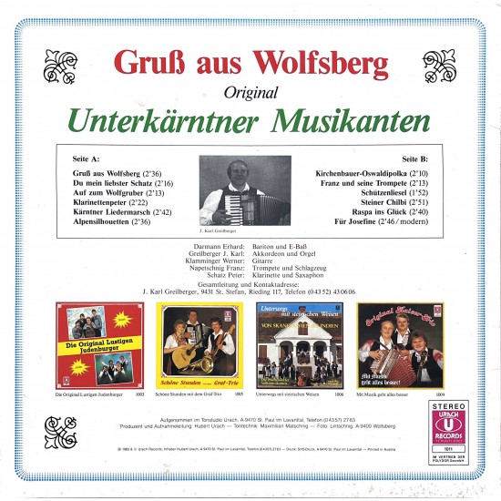 Die Orig. Unterkärntner Musikanten ‎– Gruss Aus Wolfsberg