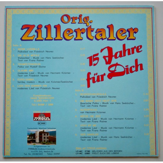 Die Original Zillertaler ‎– 15 Jahre Für Dich
