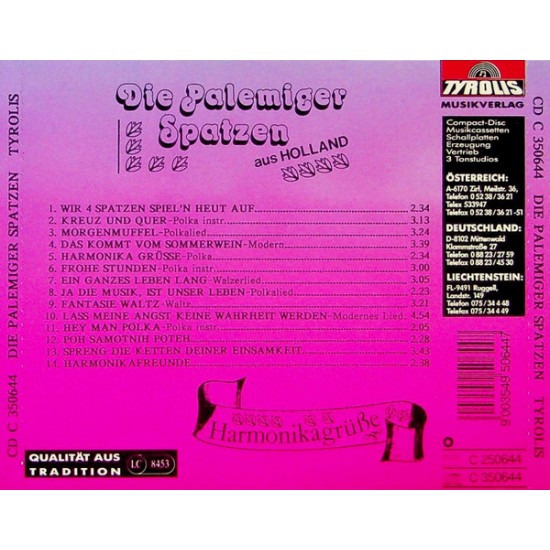 CD - Die Palemiger Spatzen Aus Holland – Harmonikagrüße