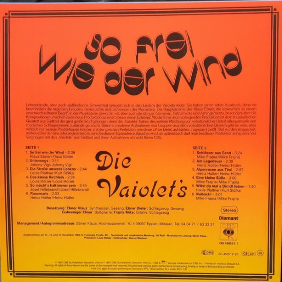 Die Vaiolet's ‎– So Frei Wie Der Wind