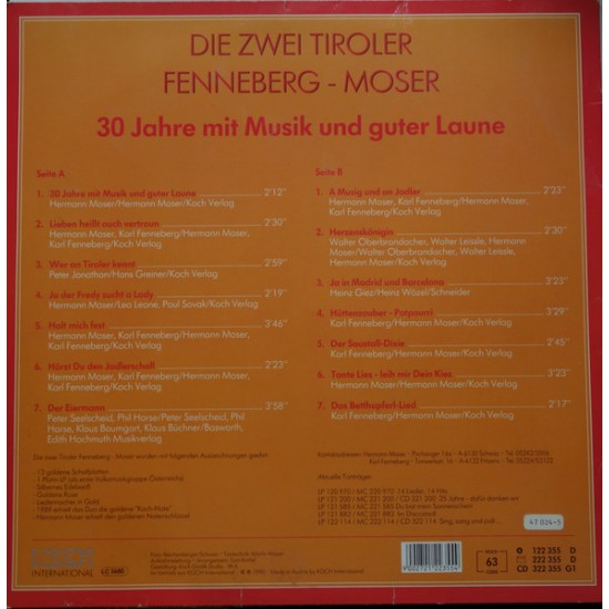 Die Zwei Tiroler Fenneberg - Moser – 30 Jahre Mit Musik Und Guter Laune