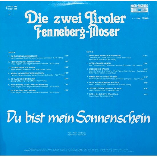Die Zwei Tiroler Fenneberg-Moser – Du Bist Mein Sonnenschein