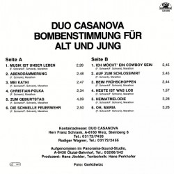 Duo Casanova ‎– Bombenschwung Für Alt Und Jung
