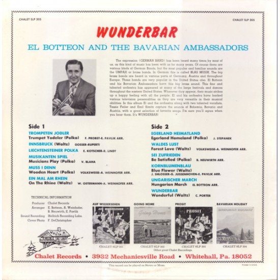El Botteon And His Orchestra ‎– Wunderbar