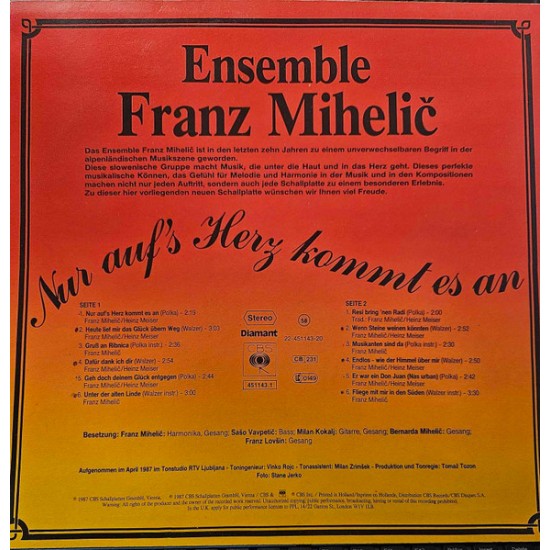 Ensemble Franz Mihelič – Nur Auf's Herz Kommt Es An