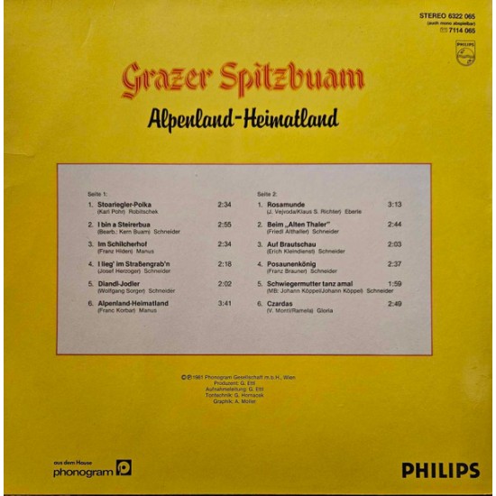 Grazer Spitzbuam ‎– Alpenland-Heimatland