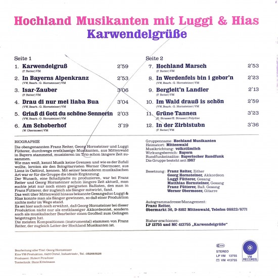 Hochland Musikanten ‎– Karwendelgrüße