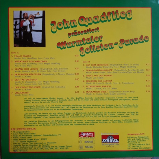 John Quadflieg ‎– John Quadflieg Präsentiert Wurmtaler Solisten-Parade
