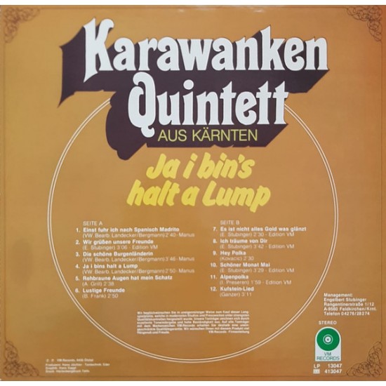 Karawanken Quintett ‎– Ja I Bin's Halt A Lump