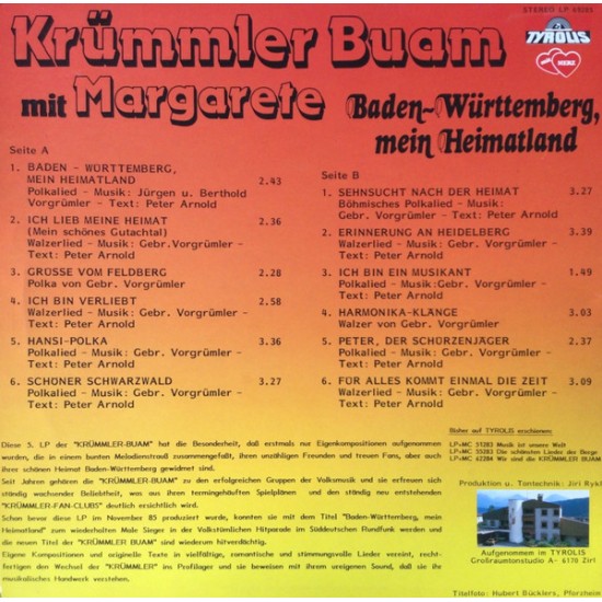 Krümmler Buam Mit Margarete ‎– Baden-Württemberg, Mein Heimatland