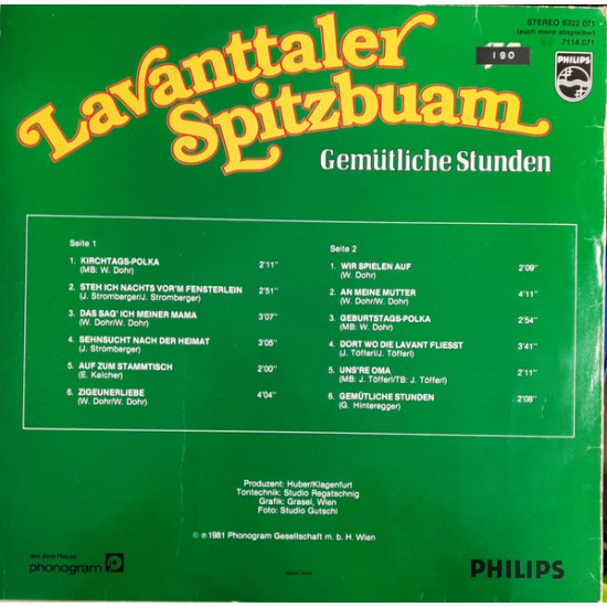 Lavanttaler Spitzbuam ‎– Gemütliche Stunden