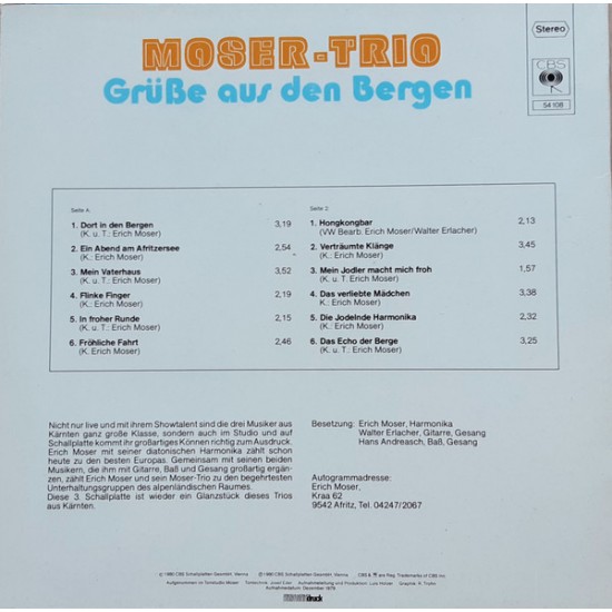 Moser-Trio ‎– Grüße Aus Den Bergen