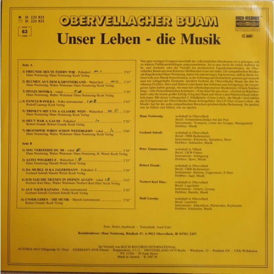 Obervellacher Buam – 10 Jahre - Unser Leben - Die Musik