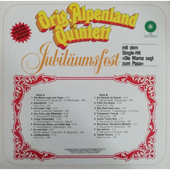 Orig. Alpenland Quintett ‎– Jubiläumsfest