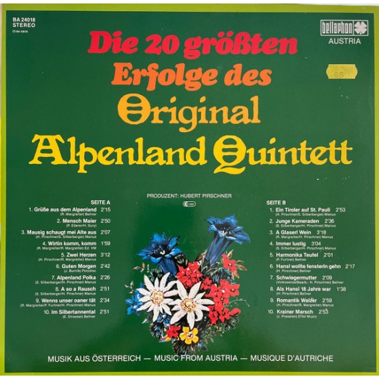 Orig. Alpenland Quintett – Die 20 Größten Erfolge Des Orig. Alpenland Quintett Orig. Alpenland Quintett – Die 20 Größten Erfolge Des Orig. Alpenland Quintett