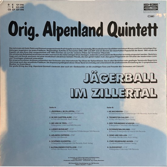 Orig. Alpenland Quintett – Jägerball Im Zillertal