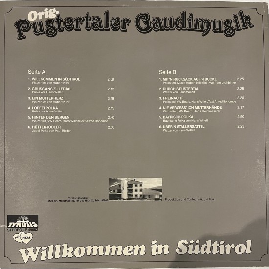 Orig. Pustertaler Gaudimusik ‎– Wilkommen In Südtirol