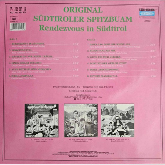 Orig. Südtiroler Spitzbuam – Rendezvous In Südtirol