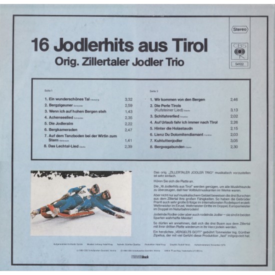Orig. Zillertaler Jodler Trio – 16 Jodlerhits Aus Tirol