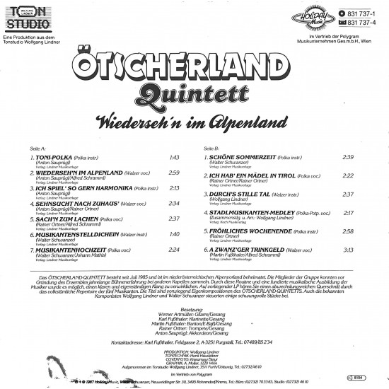 Orig. Ötscherland Quintett – Wiederseh'n Im Alpenland