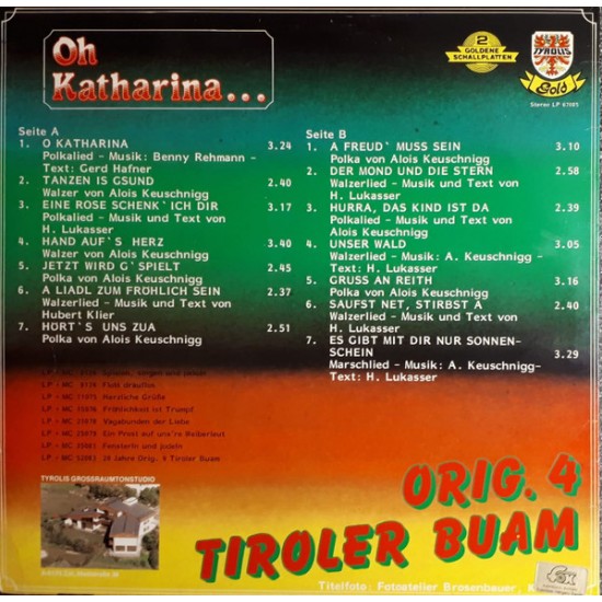 Original 4 Tiroler Buam ‎– Oh Katharina...