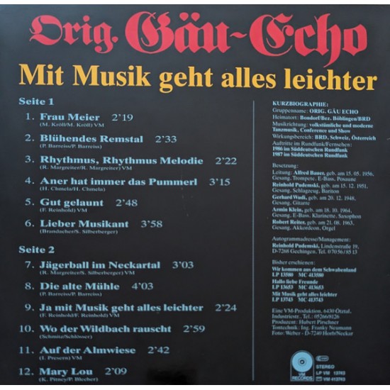 Original Gäu-Echo – Mit Musik Geht Alles Leichter