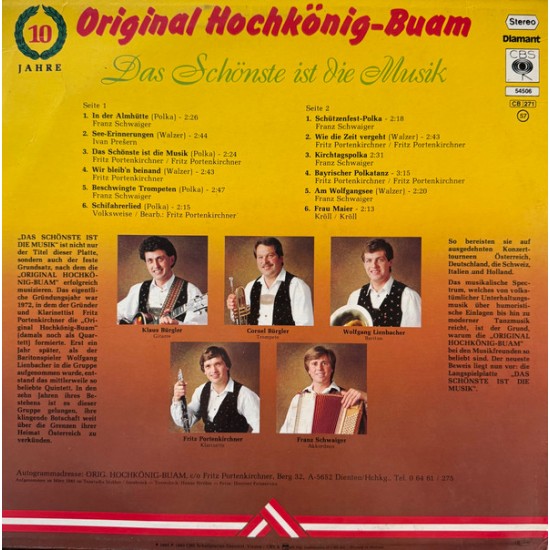 Original Hochkönig-Buam ‎– Das Schönste Ist Die Musik