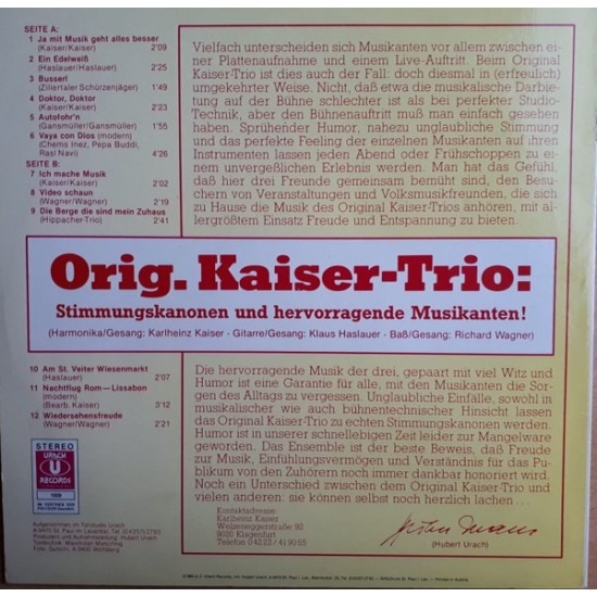 Original Kaiser Trio – Mit Musik Geht Alles Besser! Original Kaiser Trio – Mit Musik Geht Alles Besser!