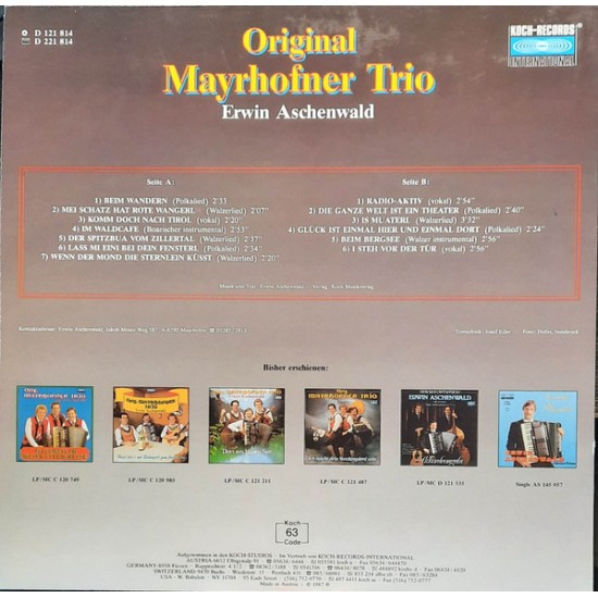 Original Mayrhofner Trio ‎– Mei Schatz Hat Rote Wangerl