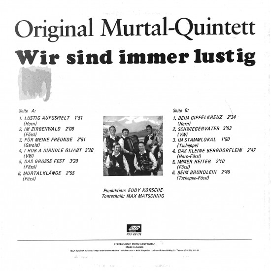 Original Murtal-Quintett – Wir Sind Immer Lustig