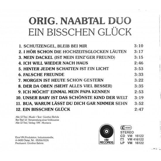 CD - Original Naabtal Duo – Ein Bißchen Glück