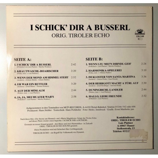 Original Tiroler Echo ‎– I Schick' Dir A Busserl