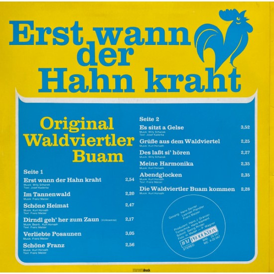 Original Waldviertler Buam ‎– Erst Wann Der Hahn Kraht