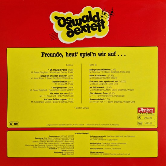 Oswald Sextett – Freunde, Heut' Spiel'n Wir Auf...