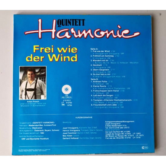 Quintett Harmonie ‎– Frei Wie Der Wind
