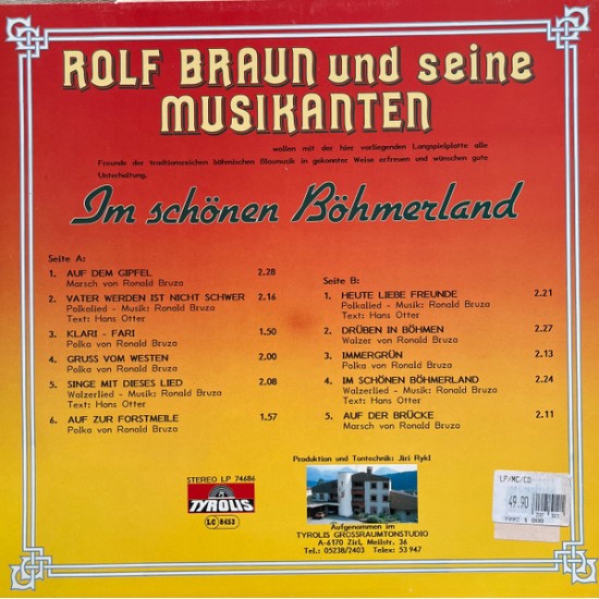 Rolf Braun Und Seine Musikanten ‎– Im Schönen Böhmerwald