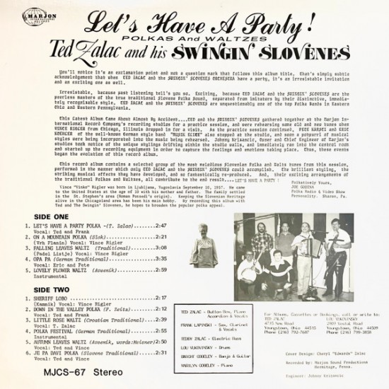Teddy Zalac & His Swingin' Slovenes, Vince Rigler ‎– Let's Have A Party! (Polkas & Waltzes)