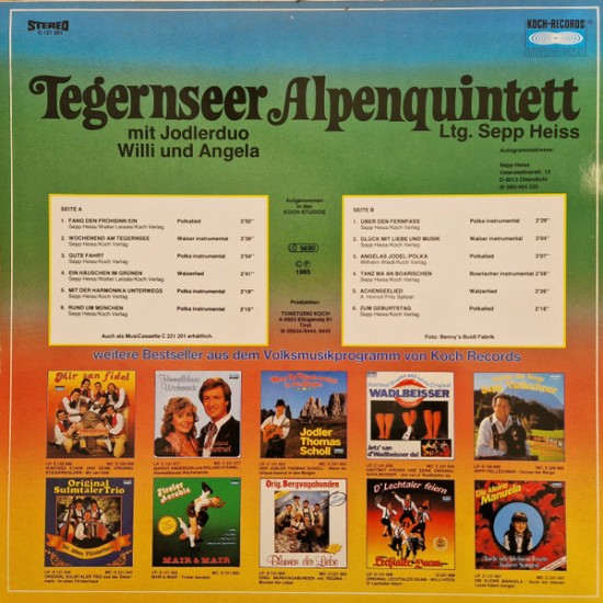 Tegernseer Alpenquintett Mit Jodlerduo Willi & Angela Ltg. Sepp Heiss ‎– Fang Den Frohsinn Ein