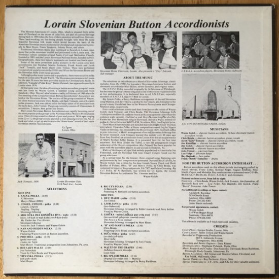 The Lorain Slovenian Button Accordionists – Down Home Polkas And Waltzes Slovenian Style