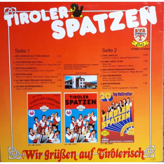 Tiroler Spatzen ‎– Wir Grüssen Auf Tirolerisch