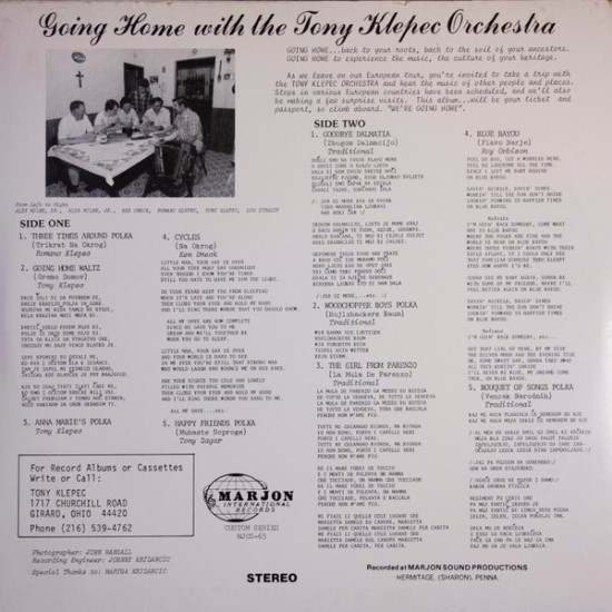 Tony Klepec Orchestra ‎– Going Home