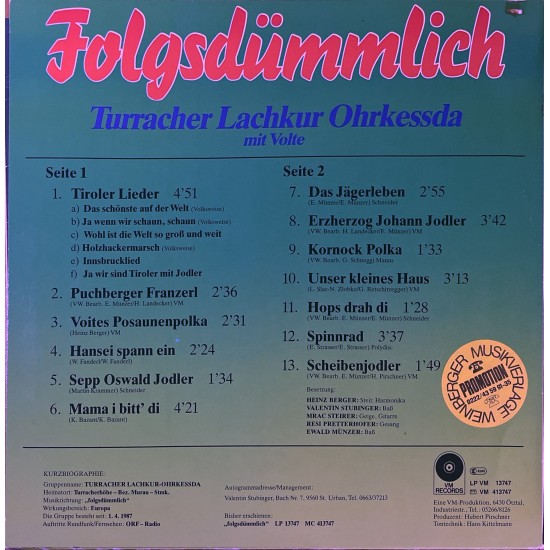 Turracher Lachkur Ohrkessda Mit Volte ‎– Folgsdümmlich