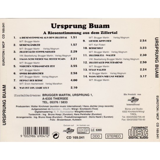 CD - Ursprung Buam – A Riesenstimmung Aus Dem Zillertal